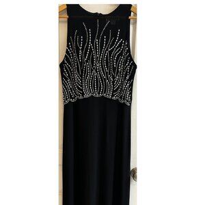 Jackie Jon Black Silver Stud Maxi Formal Dress